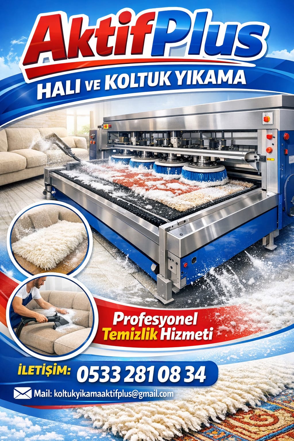 AktifPlus profesyonel halı yıkama makinesi